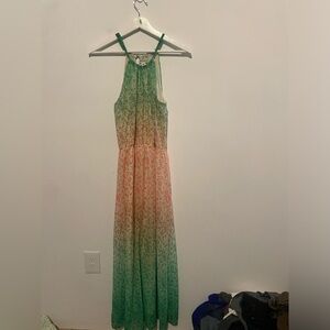 WHT/BLUE/ORANGE HIGH‎ NECK MAXI, SIZE M